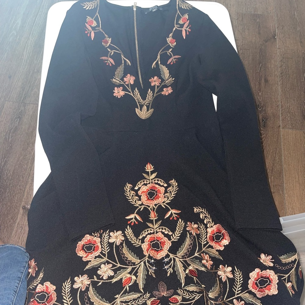 Black long sleeve skater dress